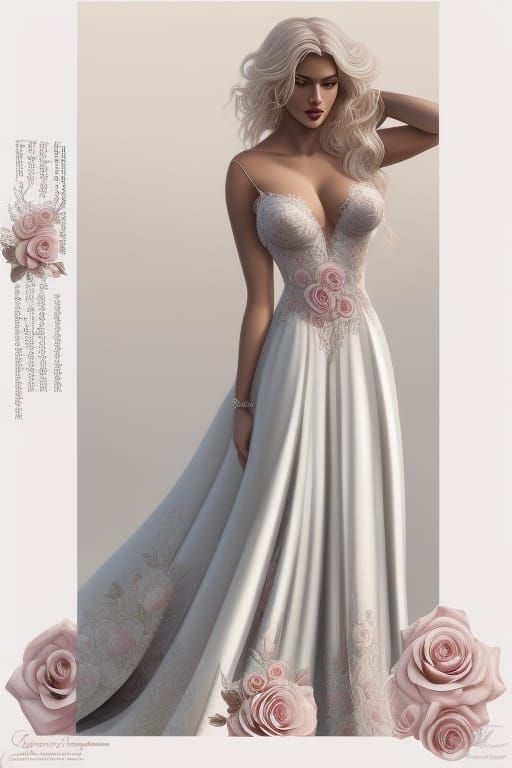 Confident Blonde Woman Portrait with Roses, Hyperrealistic A...