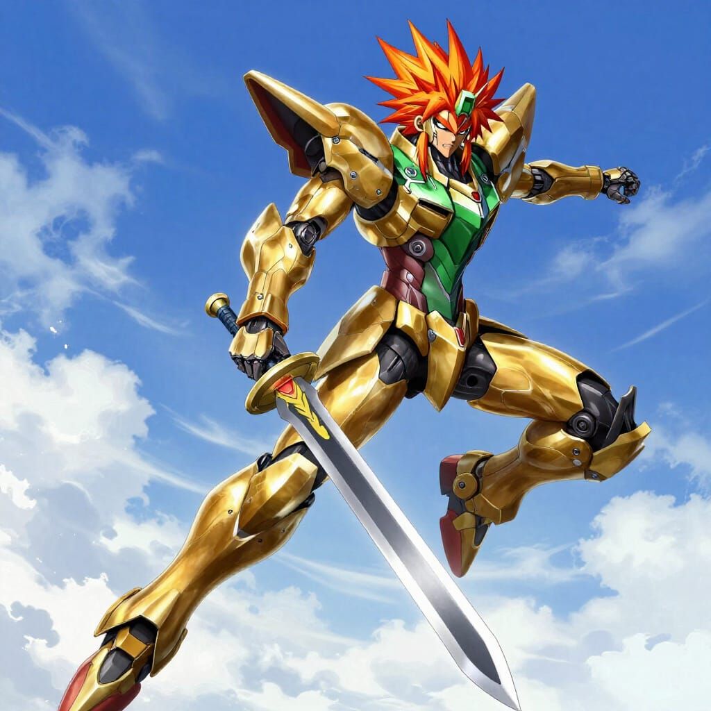 Manga Mech with Sword in Cybertech Style