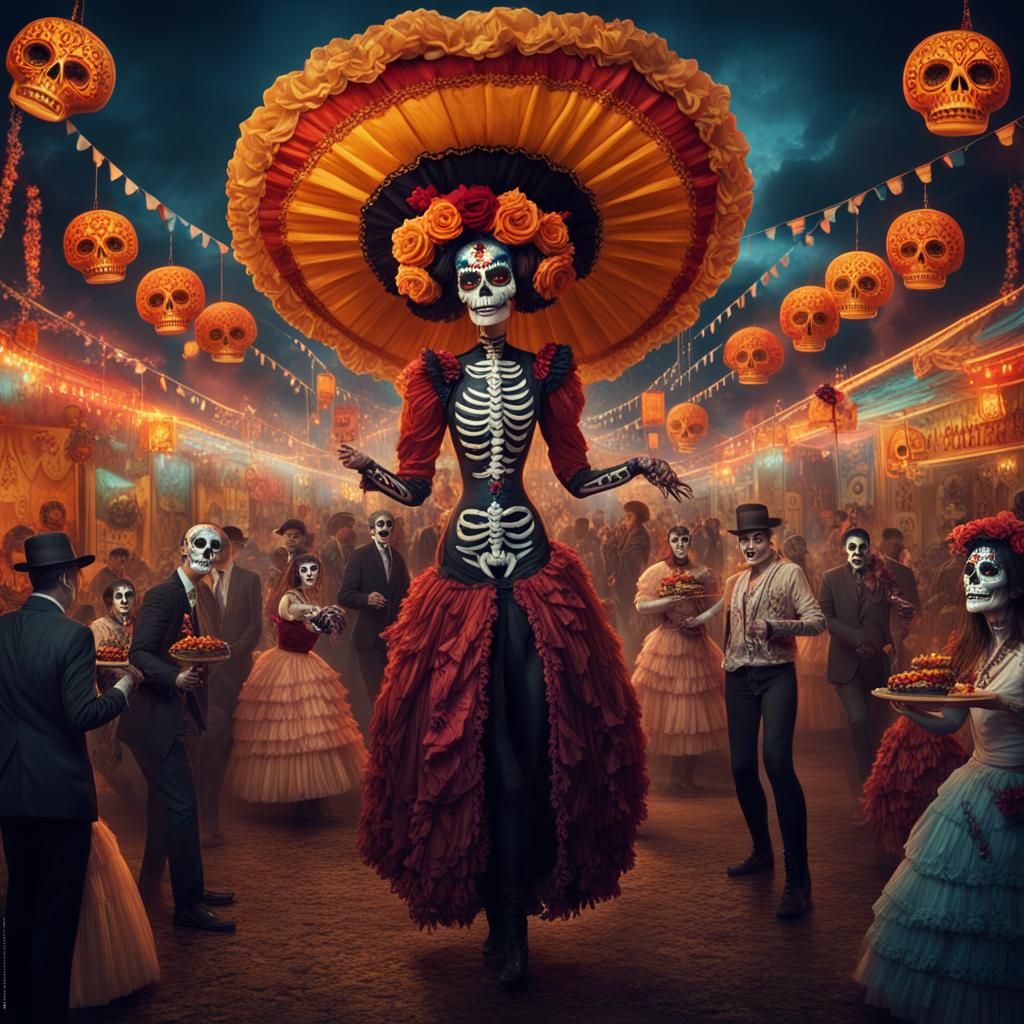 Dia de los Muertos Carnival Poster: Digital Matte Painting