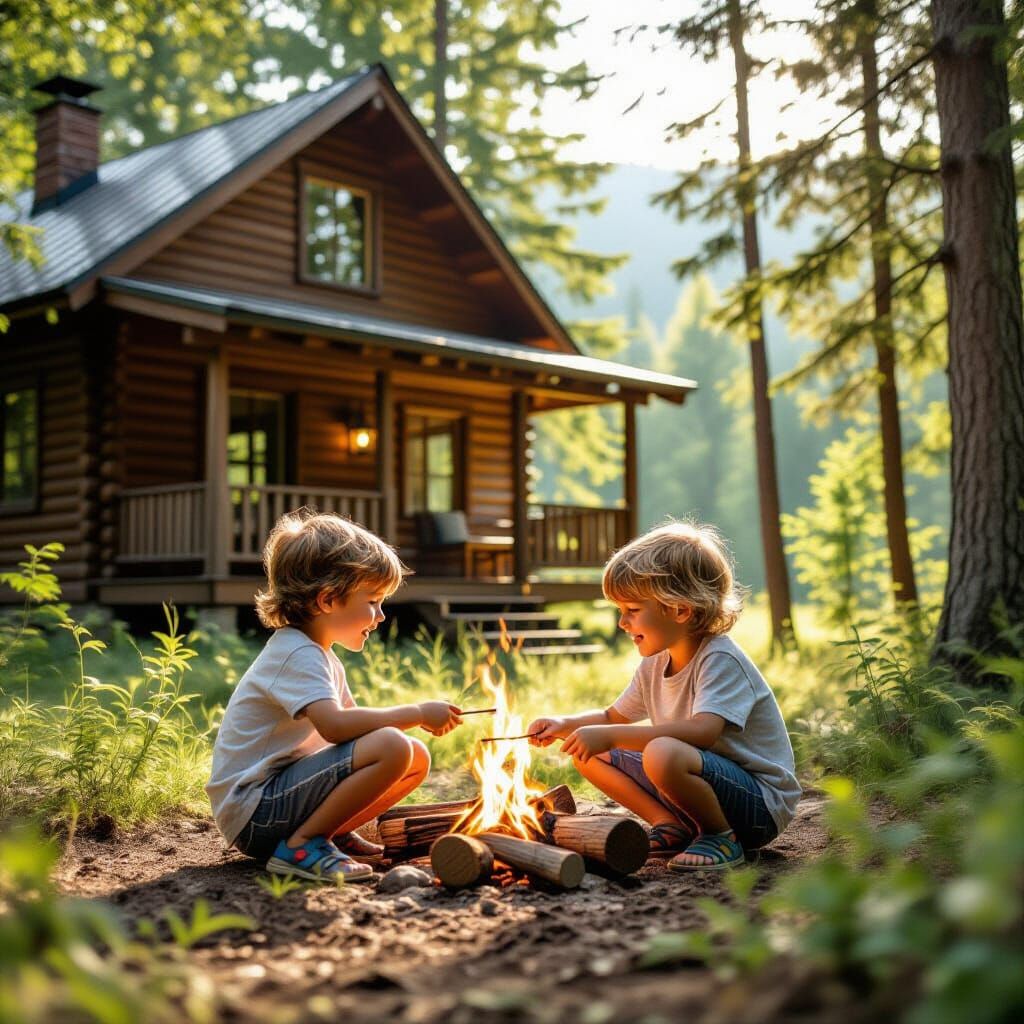 Kids Enjoy Summer Fun at Woodland Cabin