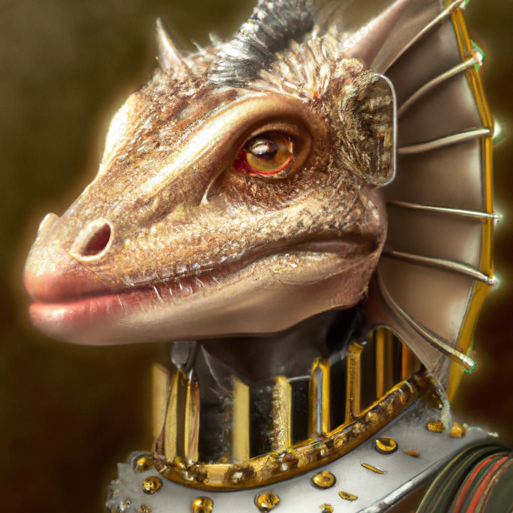 Lizard Warrior Portrait in Silver Armor