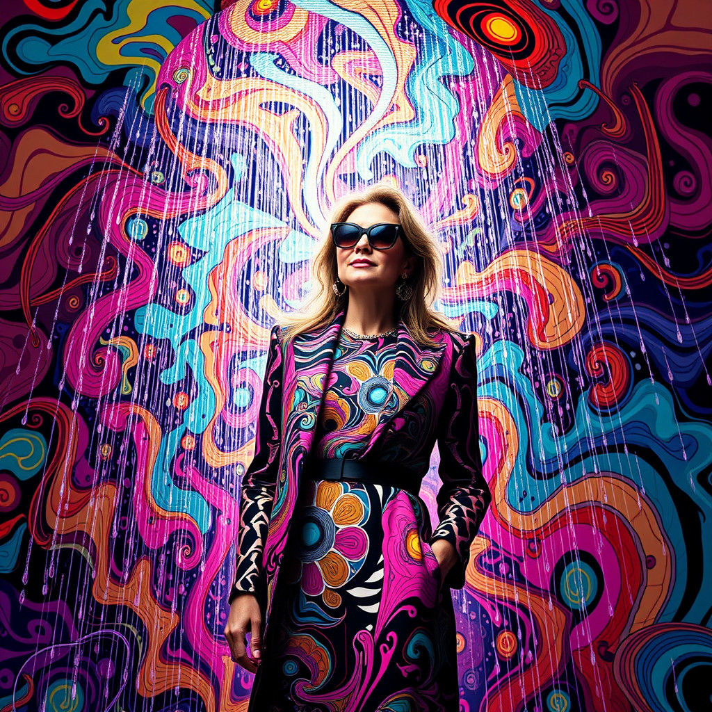 Fashion Editor in Psychedelic Fractal Shower