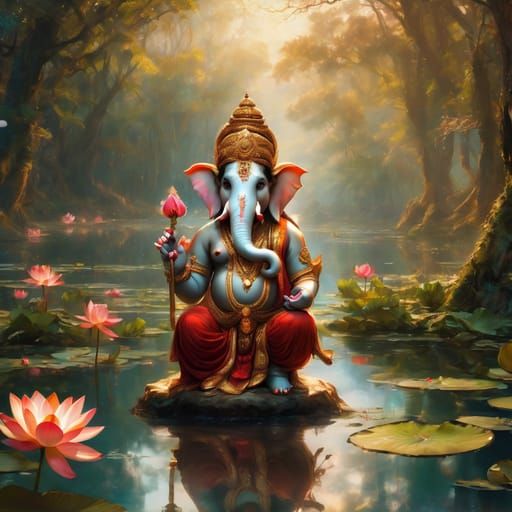 Vibrant Digital Art of Lord Ganesha