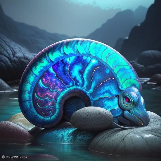 Opalized Ammonite Emerges in Surreal 3D Landscape