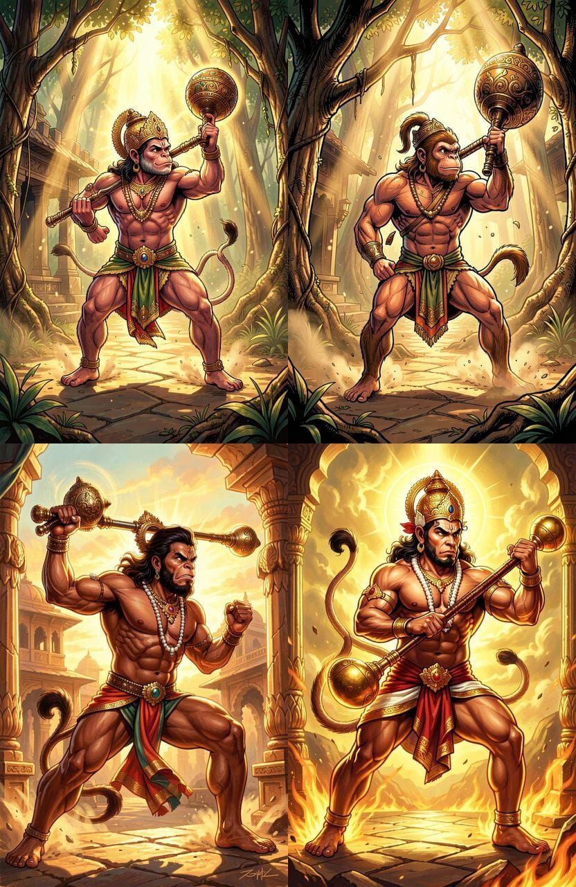 Lord Hanuman Training with Gada