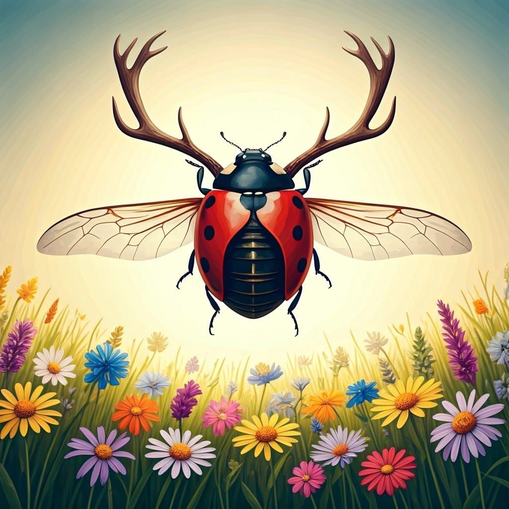 Whimsical Ladybug in Iridescent Splendor