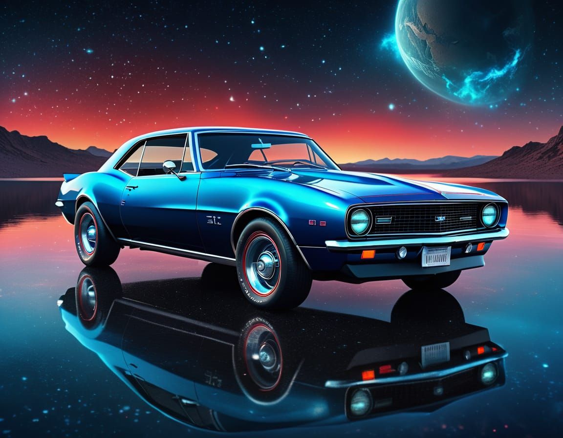 Shiny Blue 1967 Camaro on Alien Planet