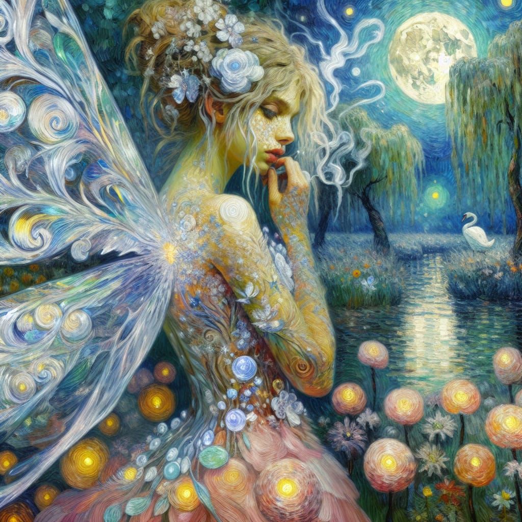 Fairy Portrait in Post-Impressionist Style