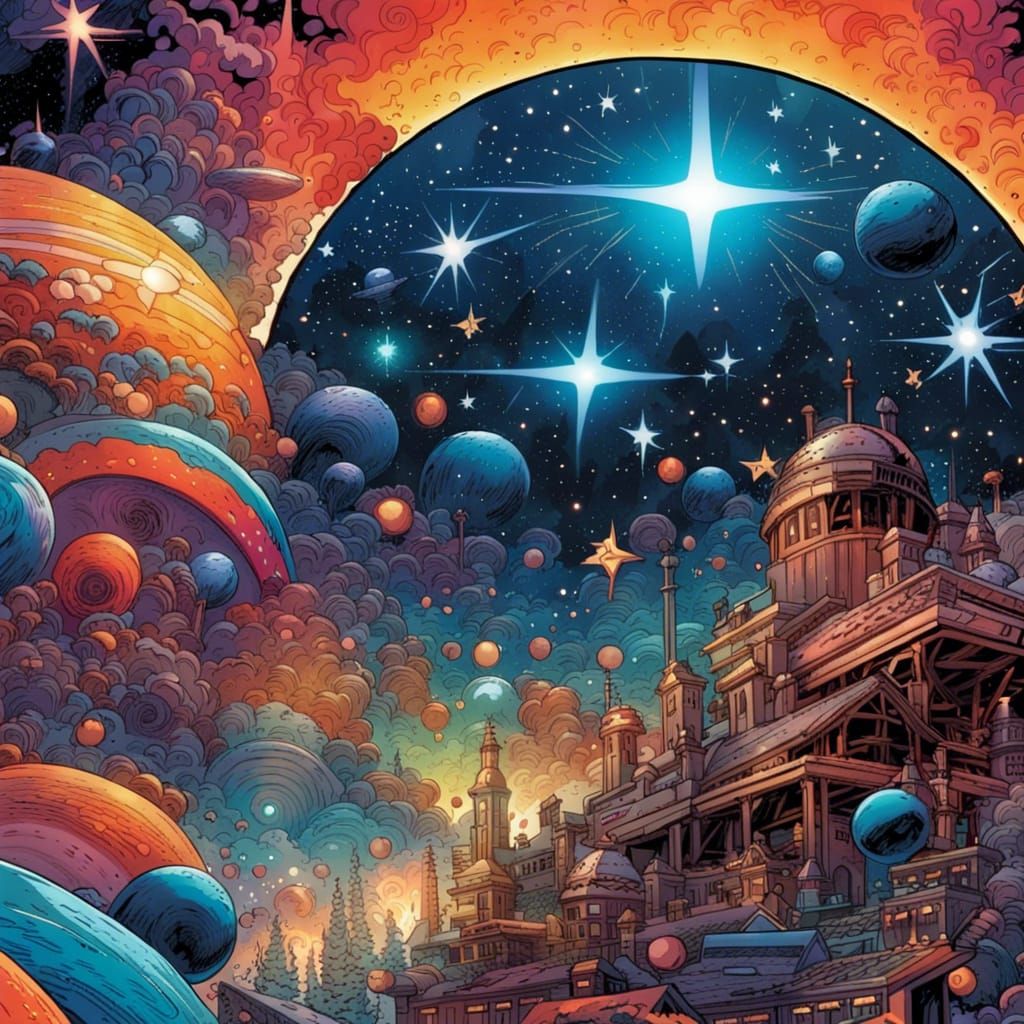 Colorful Starry Background in Comic Book Art