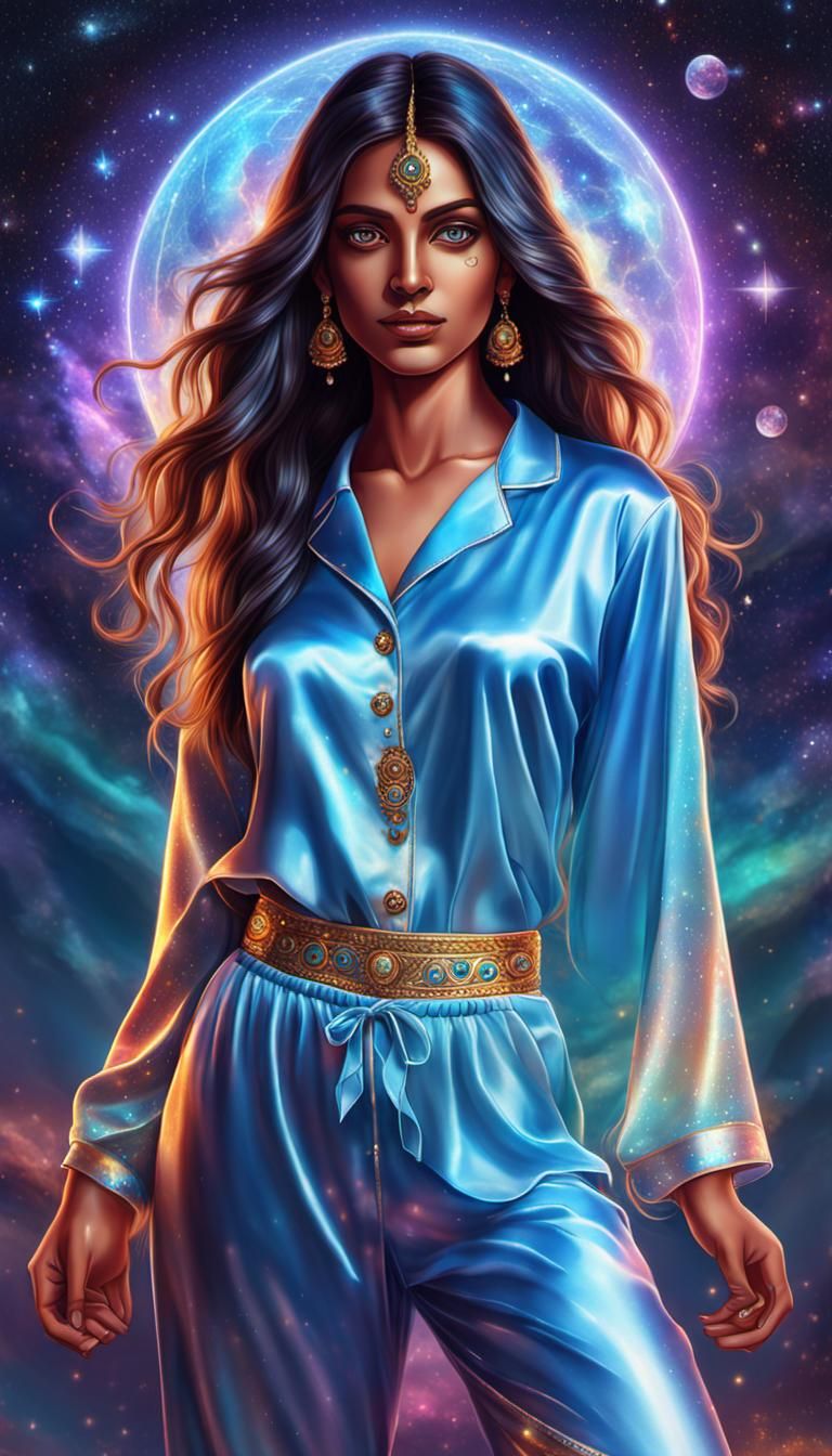 Fantasy Indian Goddess in Astral Cosmic Style