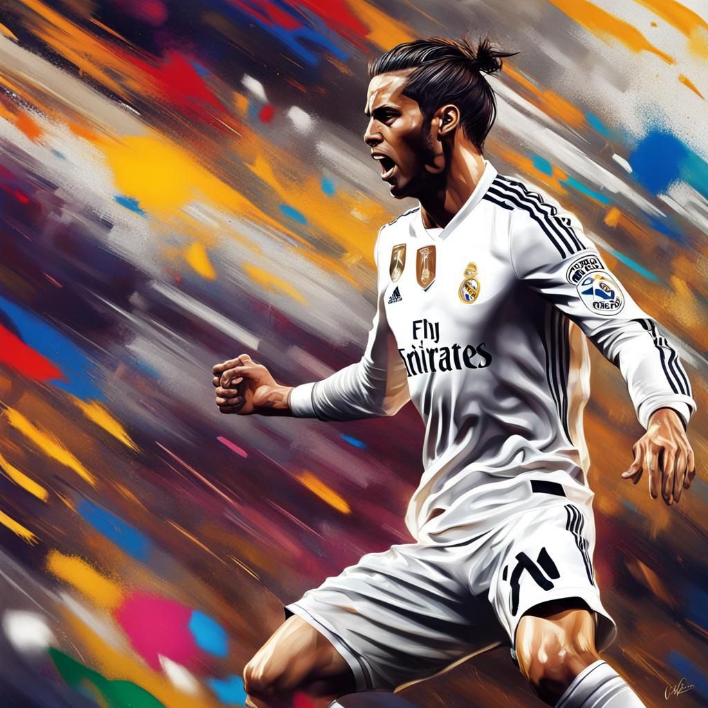 Real Madrid Player Portrait in Splash Art Style