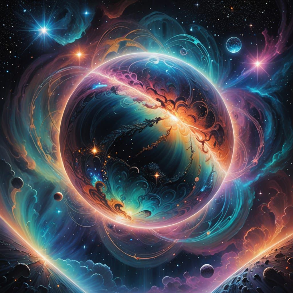 Ethereal Cosmic Planet Radiates Vibrant Harmony