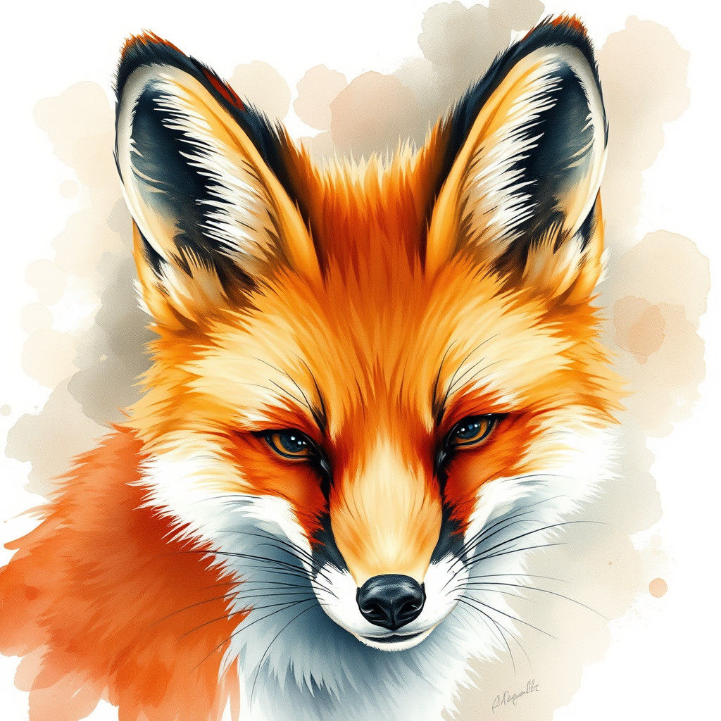 Adorable Fox Watercolor Painting