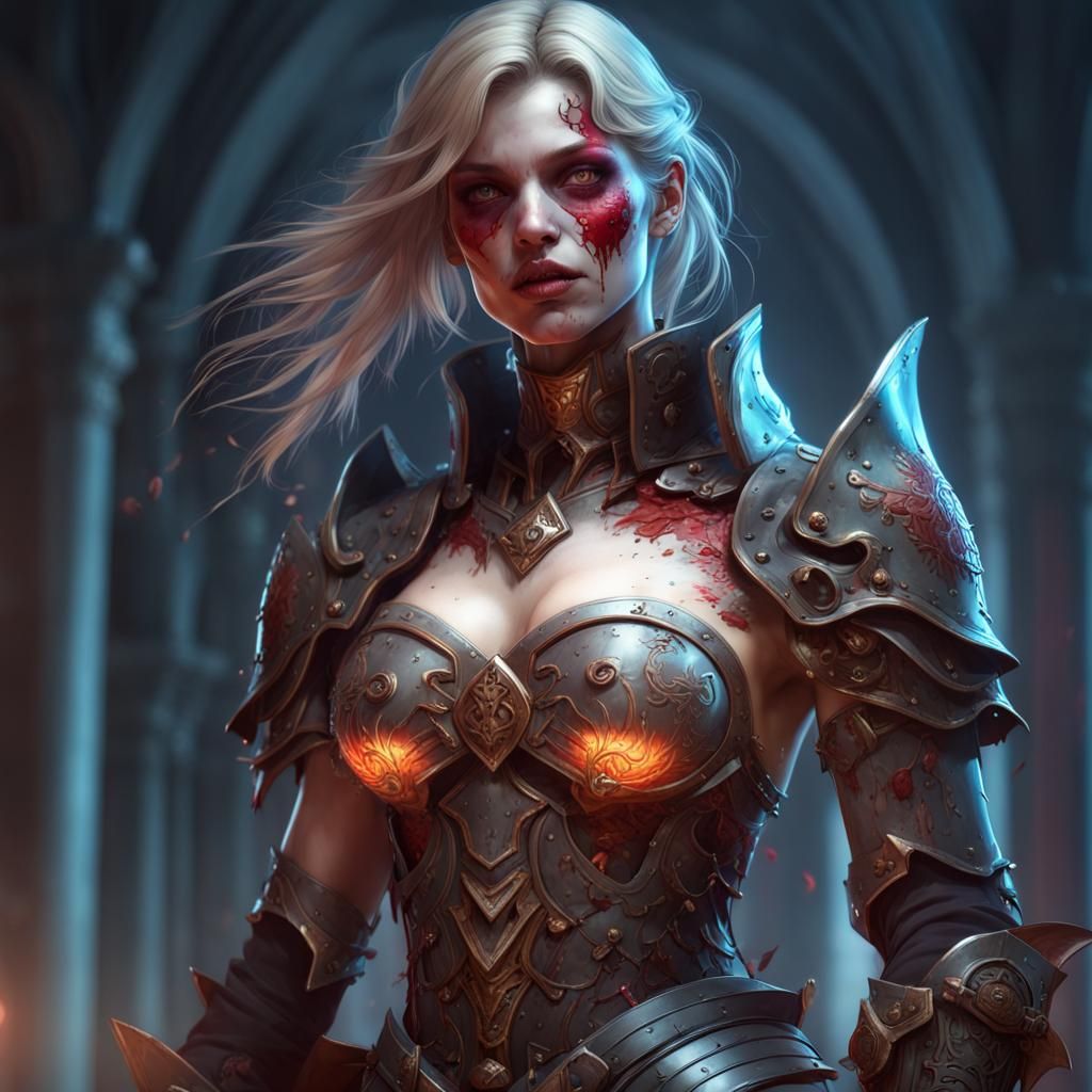 Detailed Zombie Knight Portrait in 8K Resolution