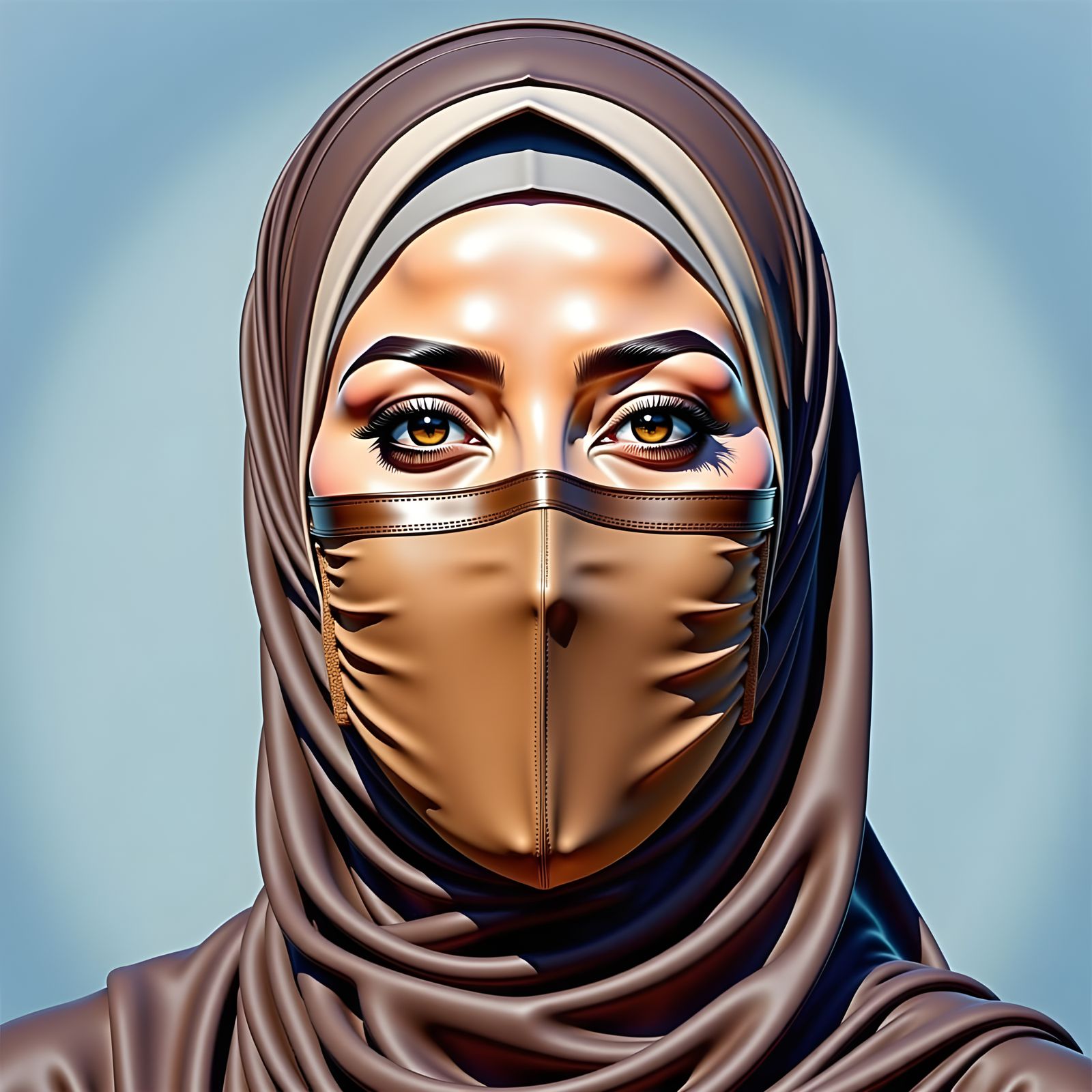 Hijabi Woman Portrait with Earth Tones, Delicate Realism