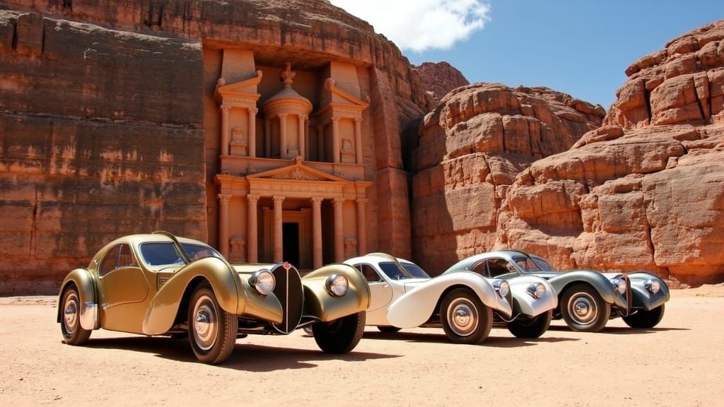 Majestic Petra Unfolds in 1930s Bugatti Atlantic Desert Drea...