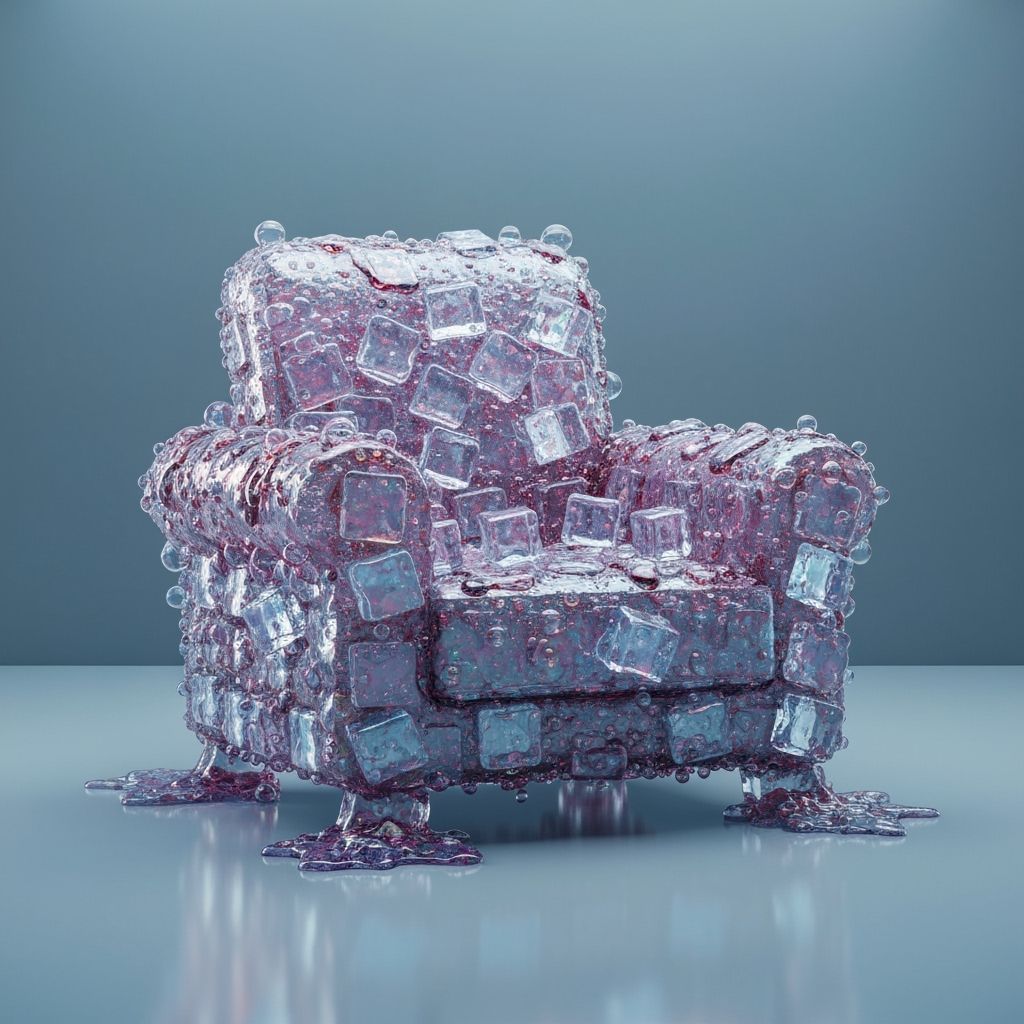 Futuristic Armchair Made of Melting Soda and Ice