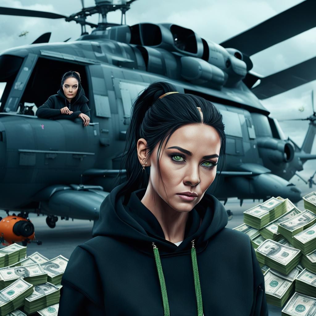 Dramatic Portrait of Woman with Lion Hoodie