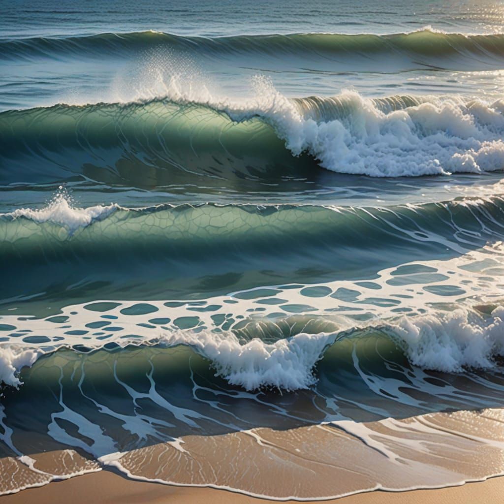 Dreamlike Ocean Waves in Vibrant Watercolor Style