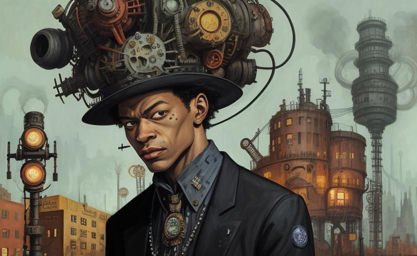 Industrial Vampire Wonderland in Dark Comic Art Style