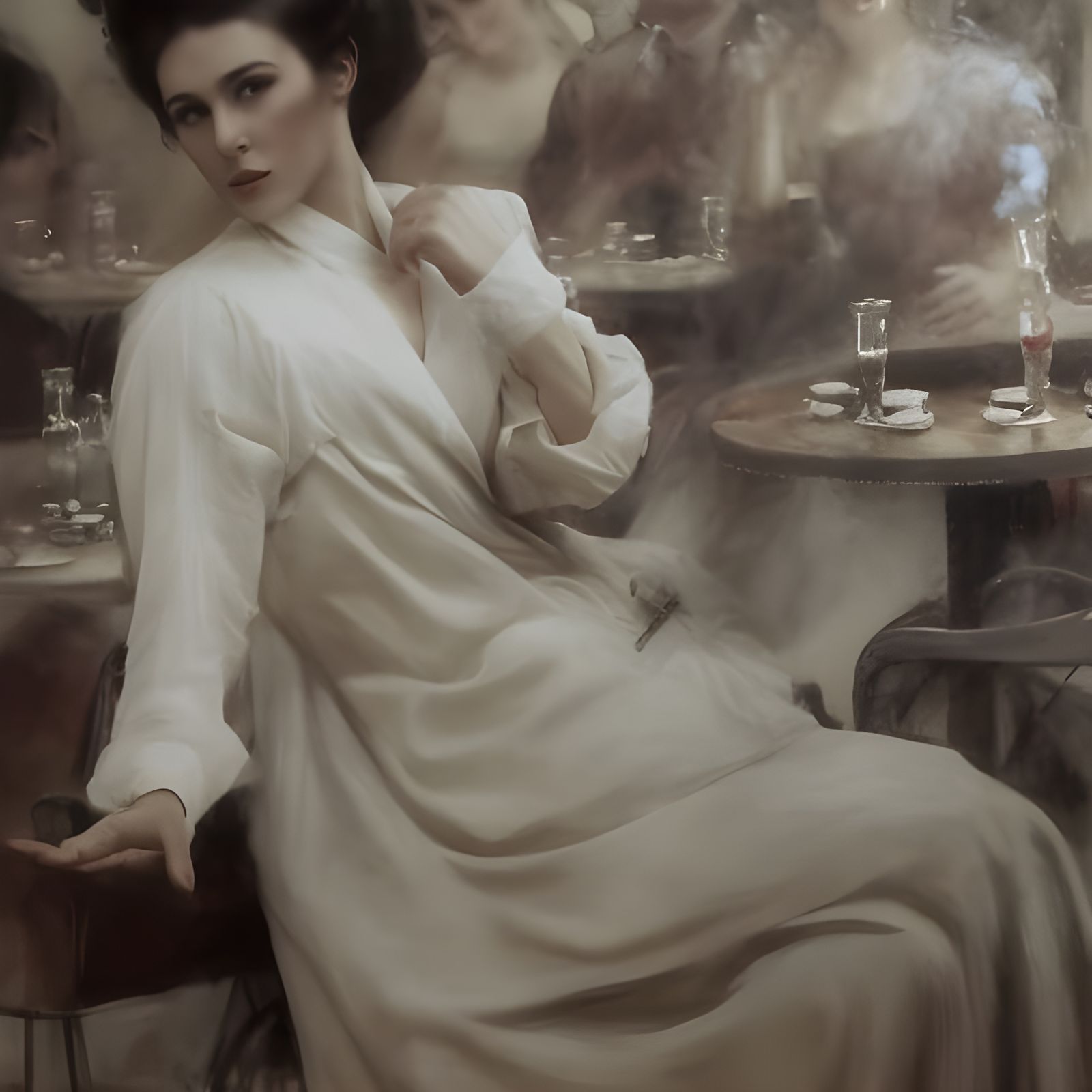 Beautiful Woman in Cafe: Realist Portrait in HD
