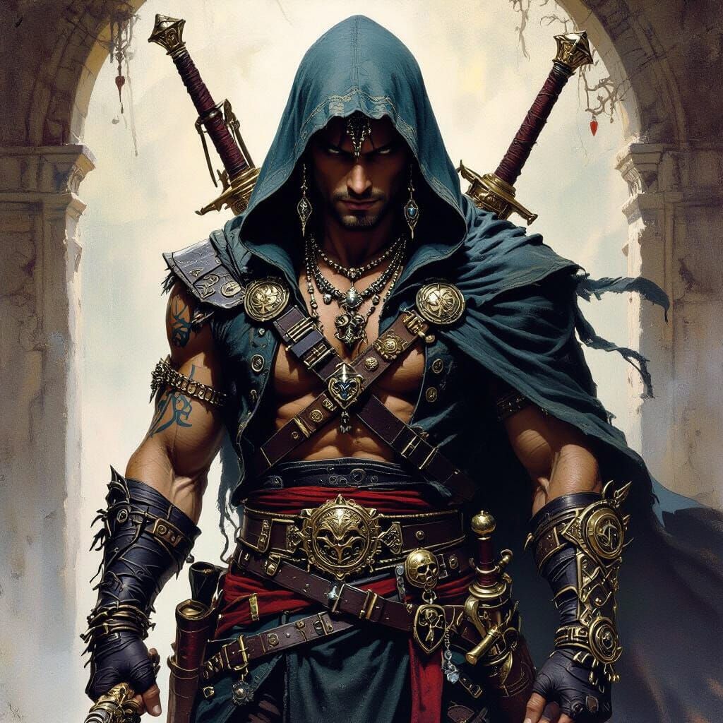 High Fantasy Thief Concealing Magical Tools