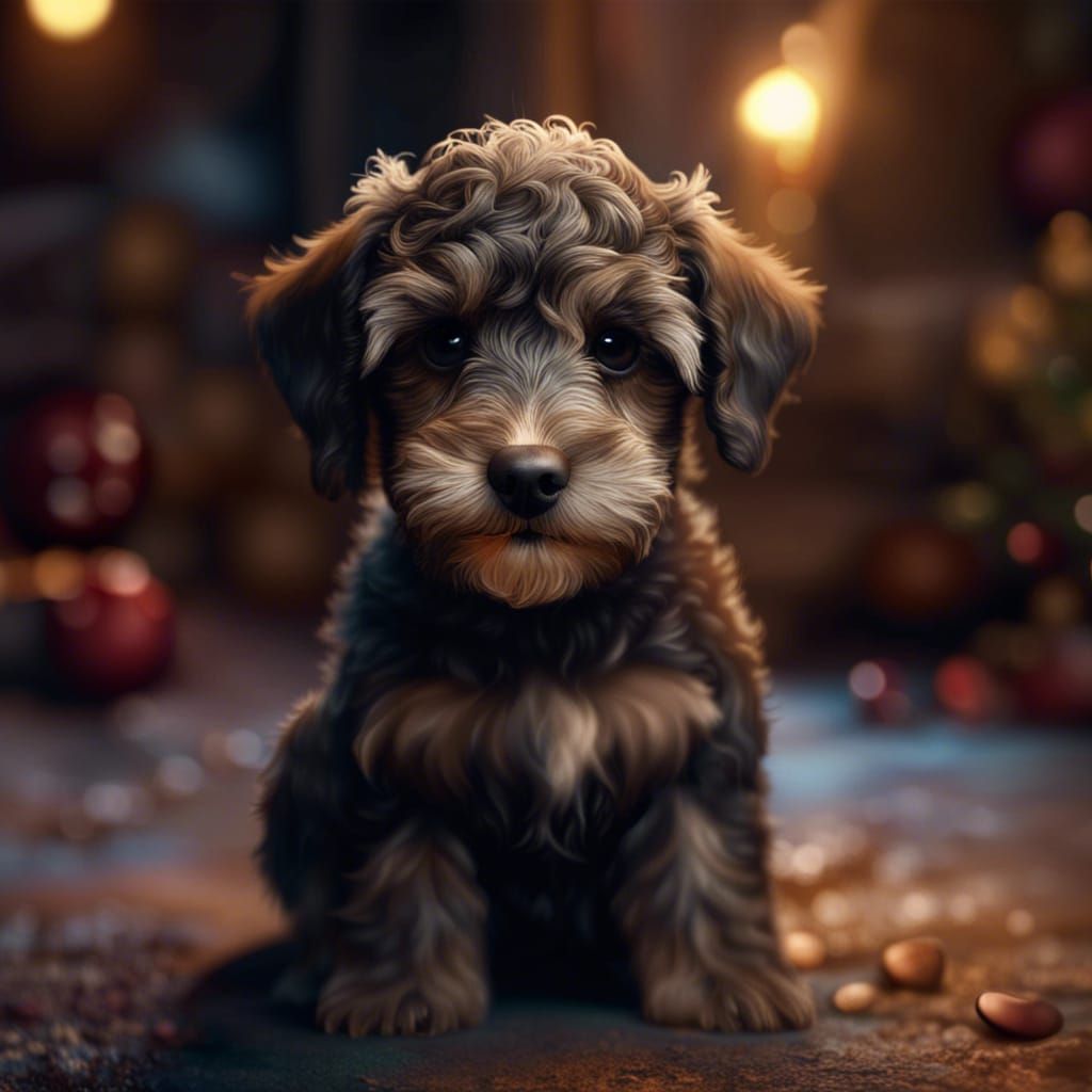 Adorable Schnoodle Puppy Concept Art in 8K