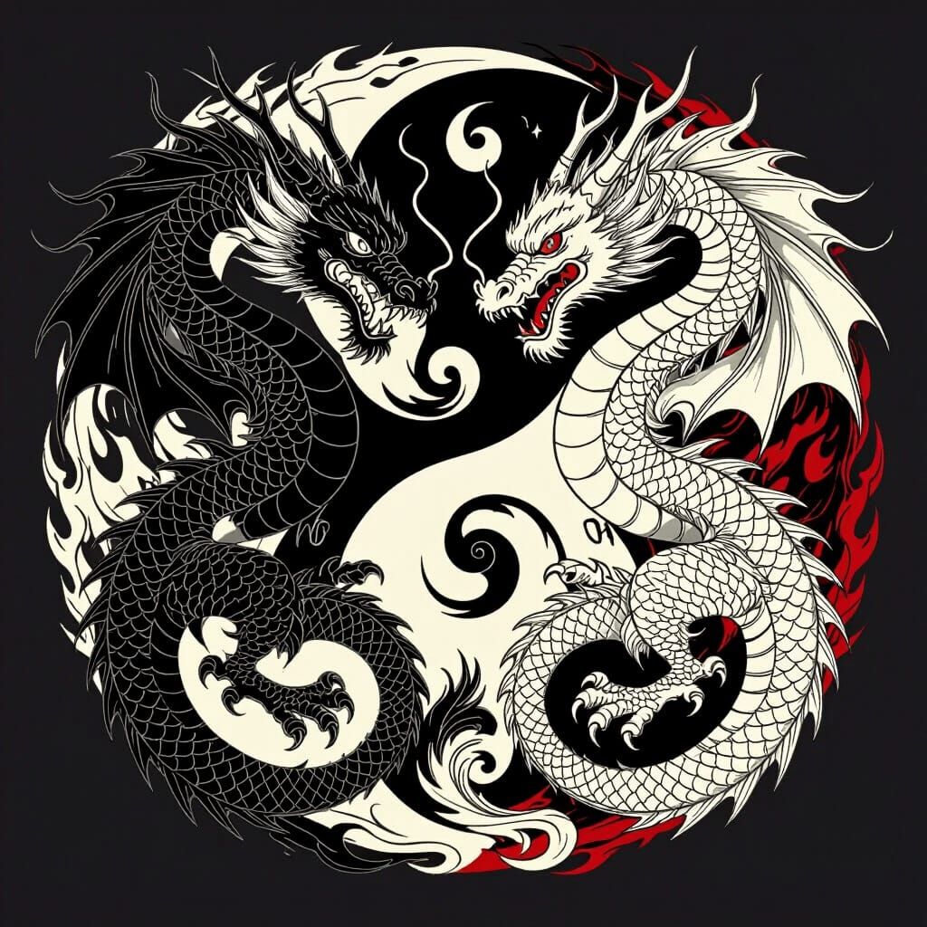 Dragon Yin Yang Tattoo Art