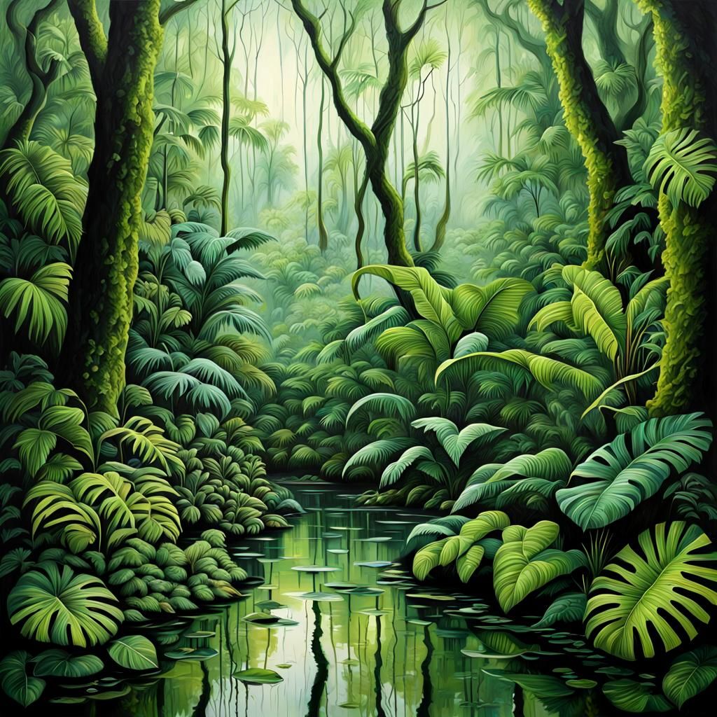 Lush Rainforest After Rain in Hyperrealistic Detail