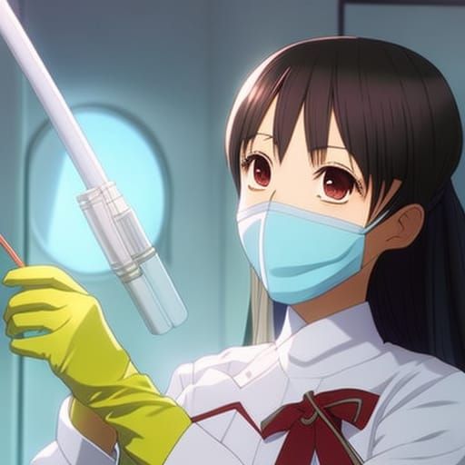 Anime Style Dentist in Office, Surgical Mask