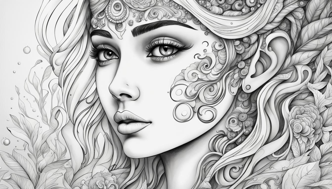 Intricate Human Figure Coloring Page Design