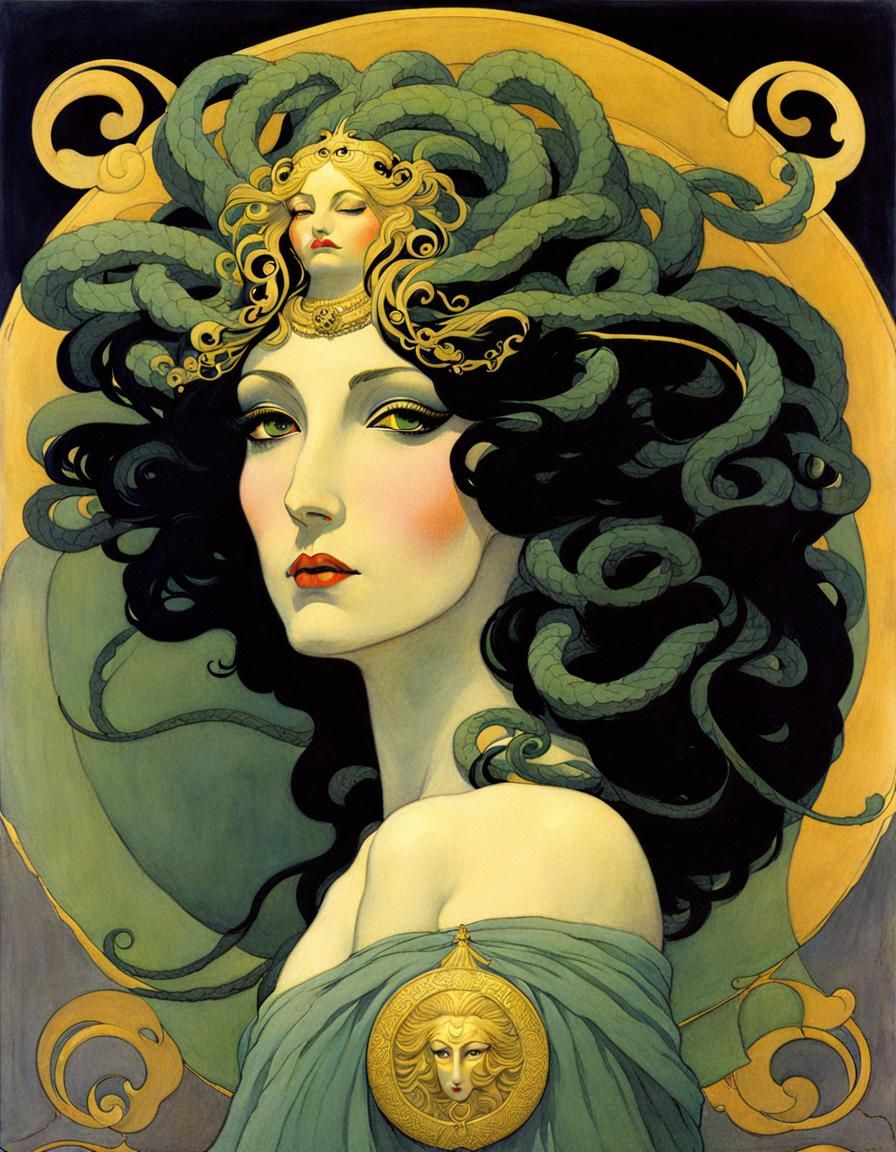 Medusa Illustration in Golden Age Style