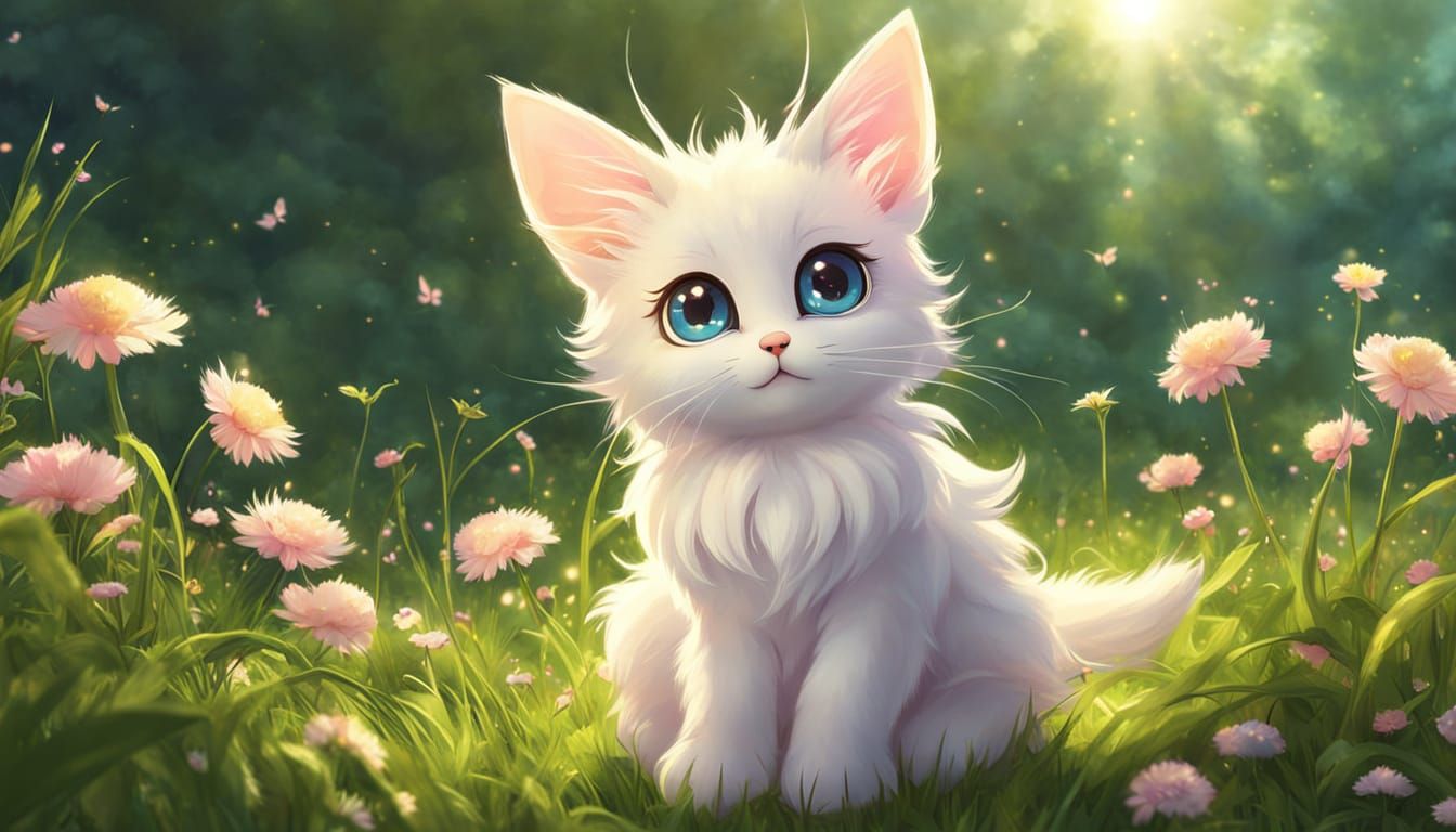 Fairy Kitten in Sunny Meadow