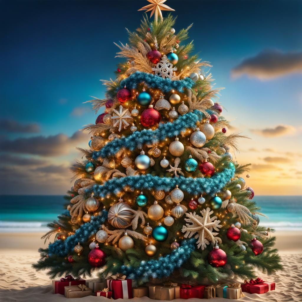 Gorgeous beach Christmas tree 🎄