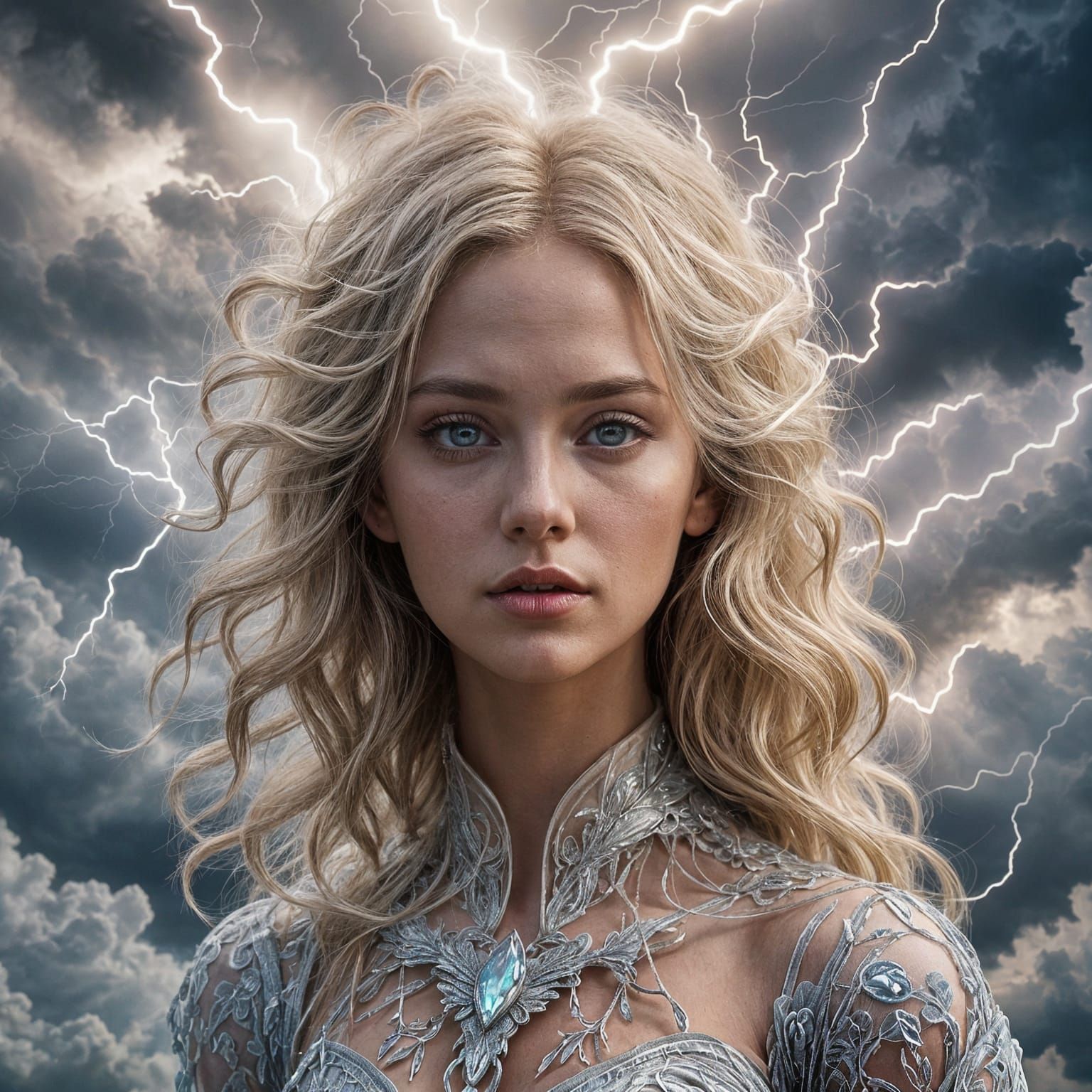 Cloud Goddess in Ethereal Attire