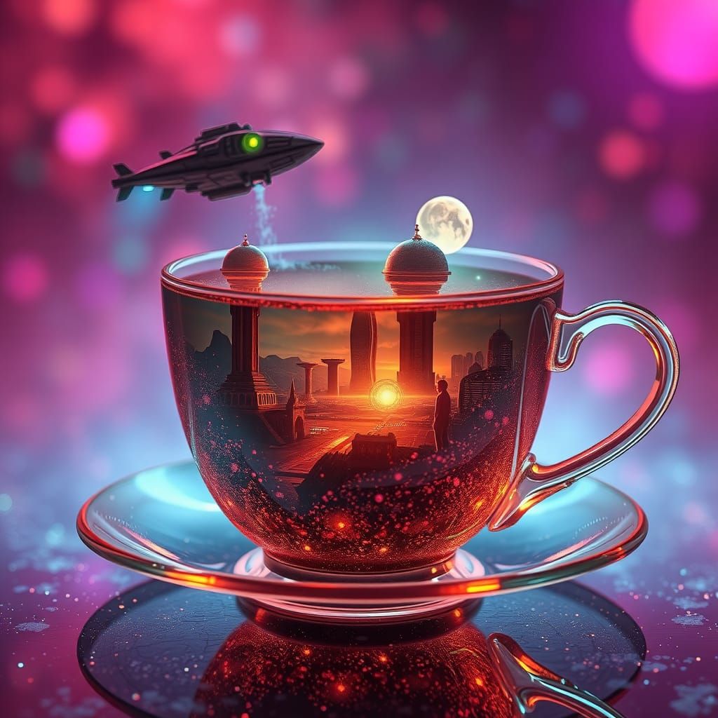 Sci-Fi Teacup Reveals Gritty Alien Cityscape