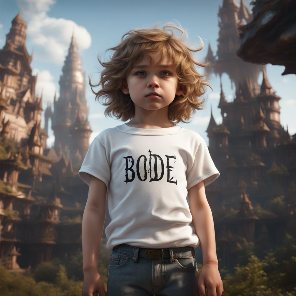 Child in BODE Shirt: Detailed Fantasy Art
