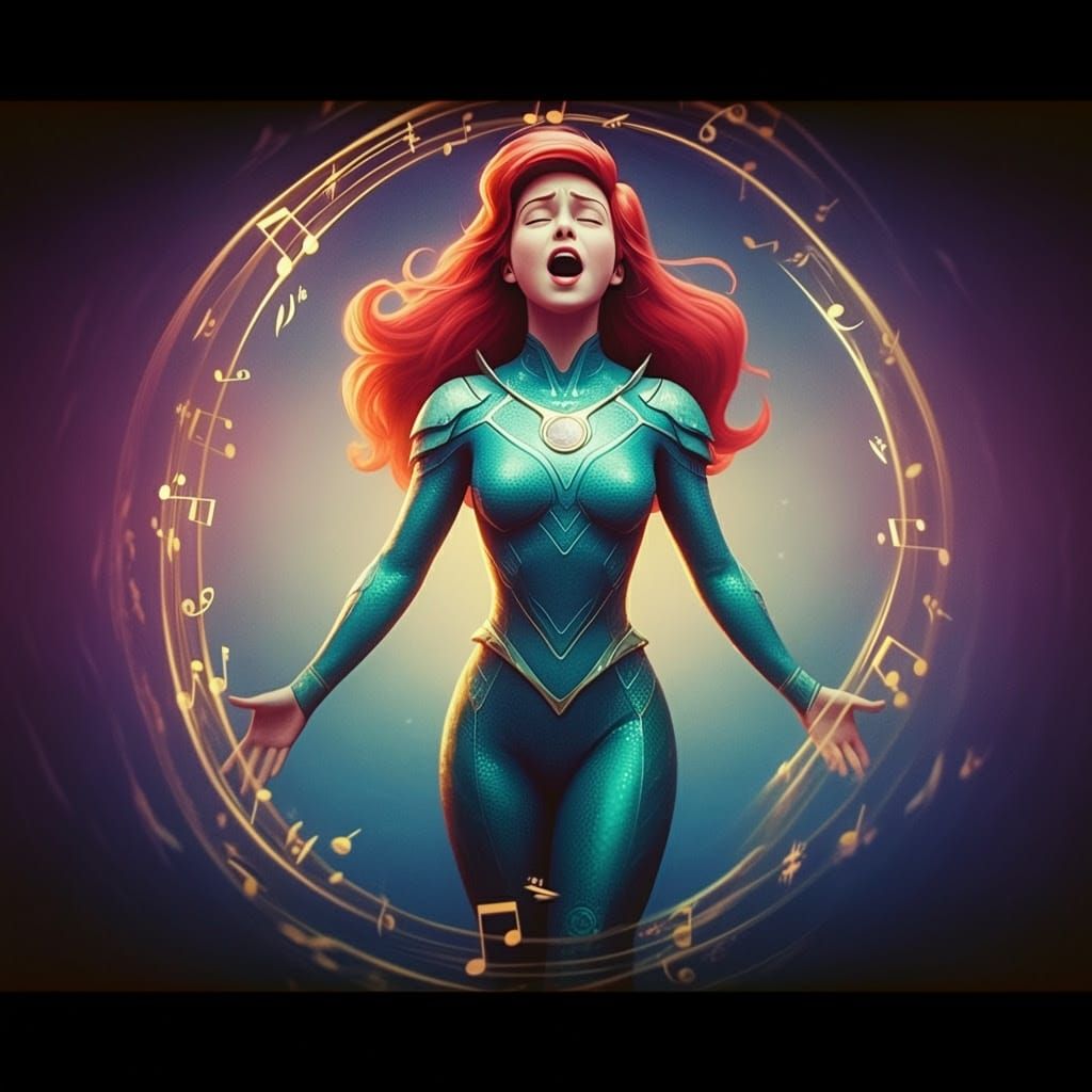 Disney Princess as Superhero, Radiant with Musical Power