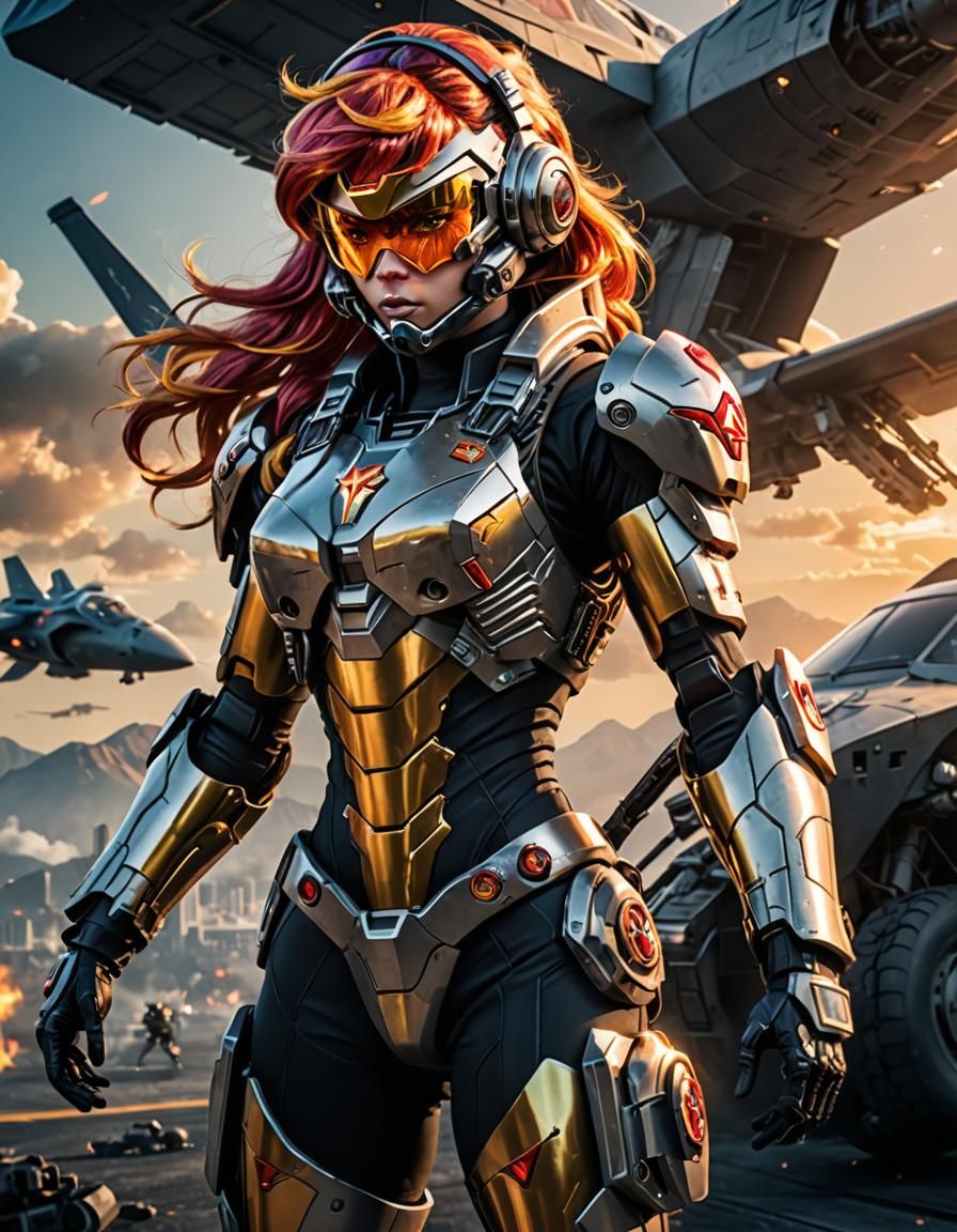 Sunset Shimmer as Hyperrealistic Futuristic Mercenary