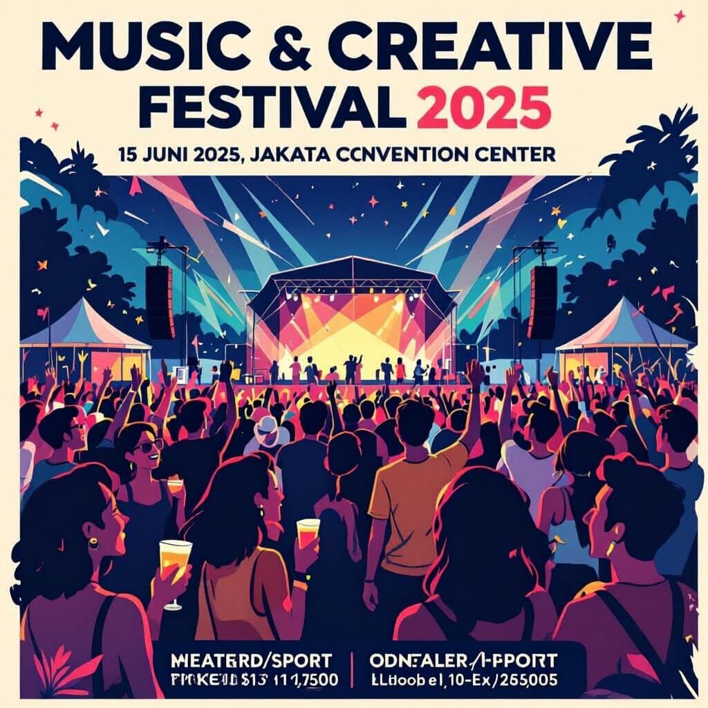 Vibrant Festival Poster Design with Diverse Crowd