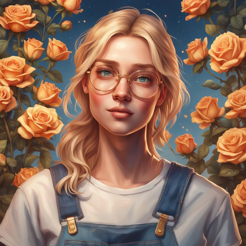 Smiling Blonde Woman Portrait in Hyperdetailed Digital Art