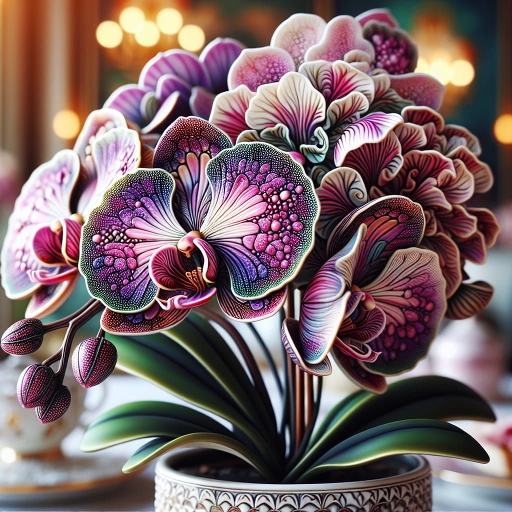 Detailed Close-Up of a Vibrant Orchid Plant