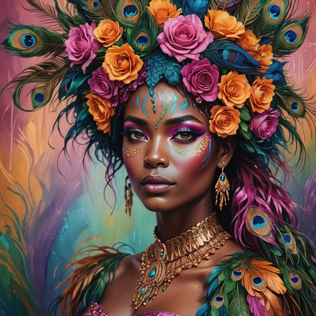 Rainbow Goddess: A Vibrant Fantasy Portrait