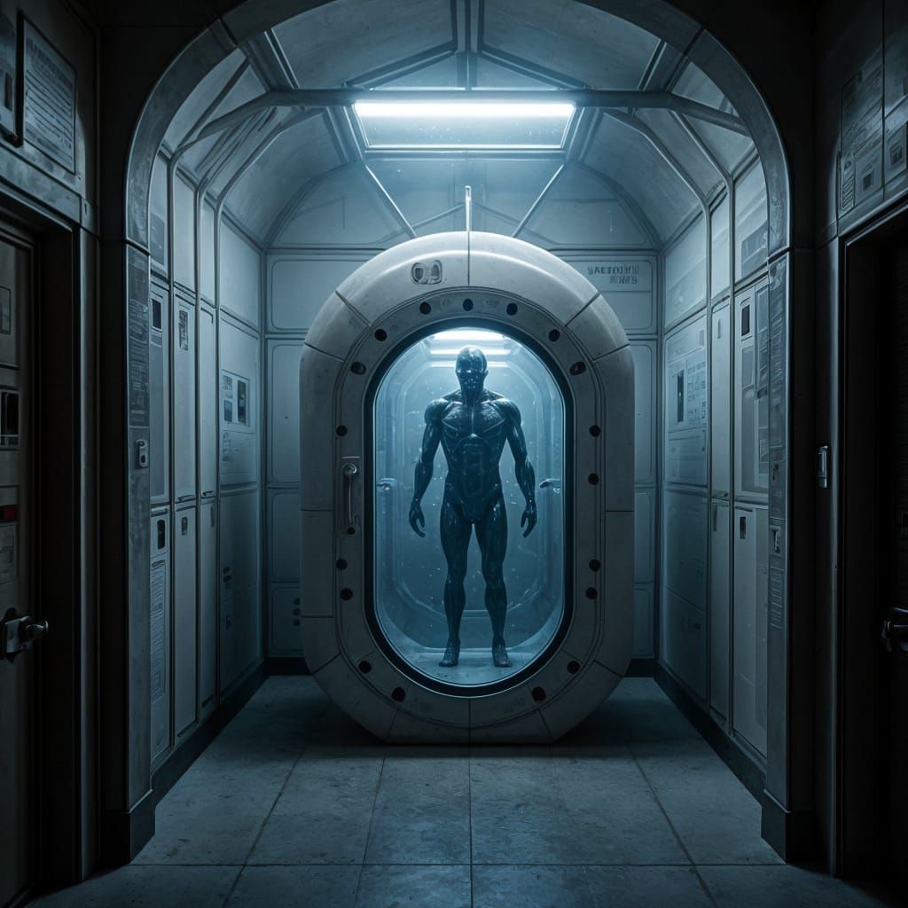 Dramatic Cryo-Stasis Pod in Dark Lab