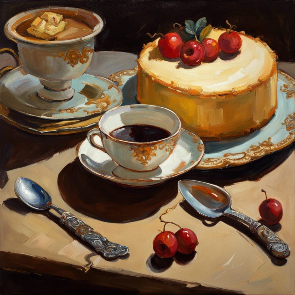 Baroque Coffee Still Life Oil Painting