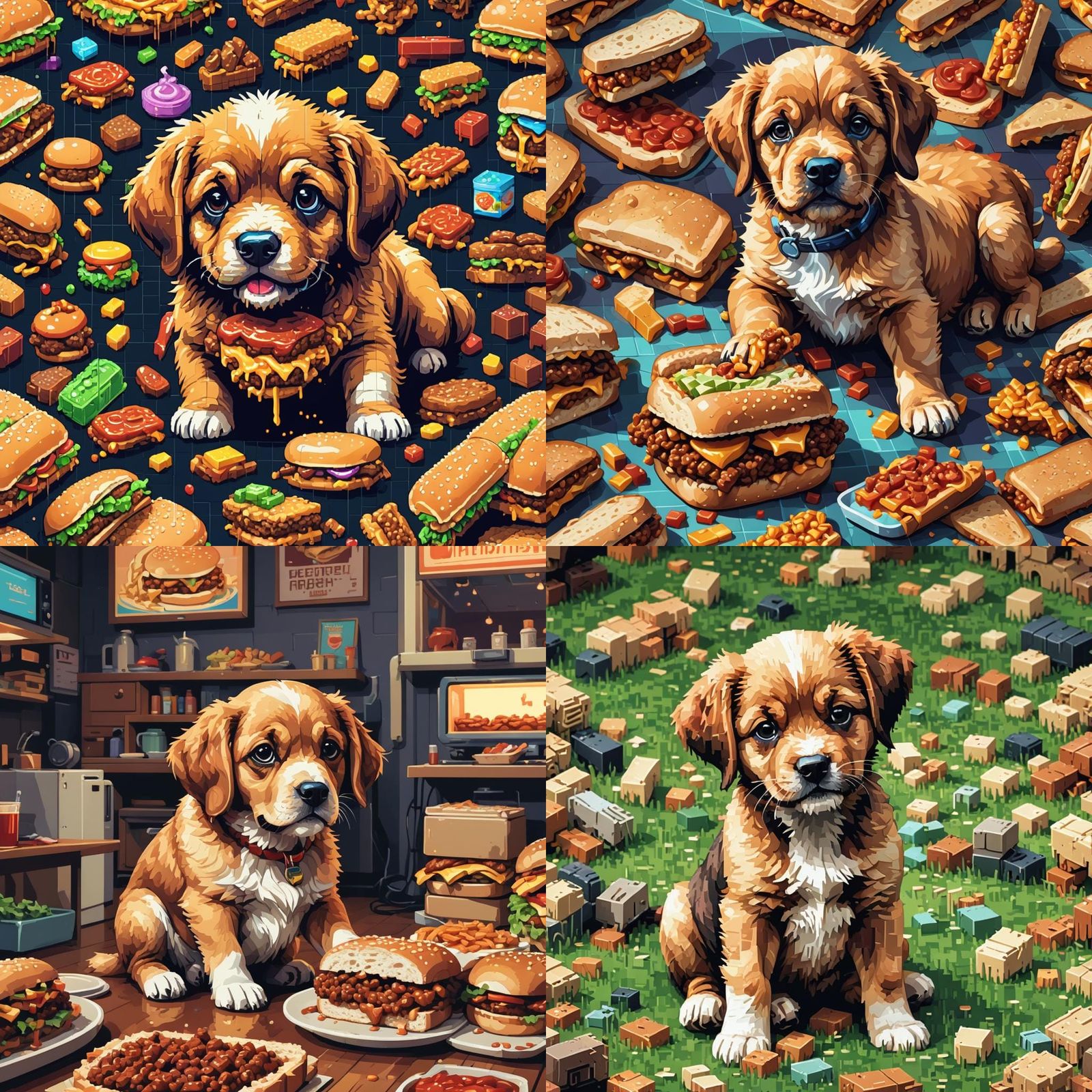 8-bit Puppy Pixel Art Chewing Slipper
