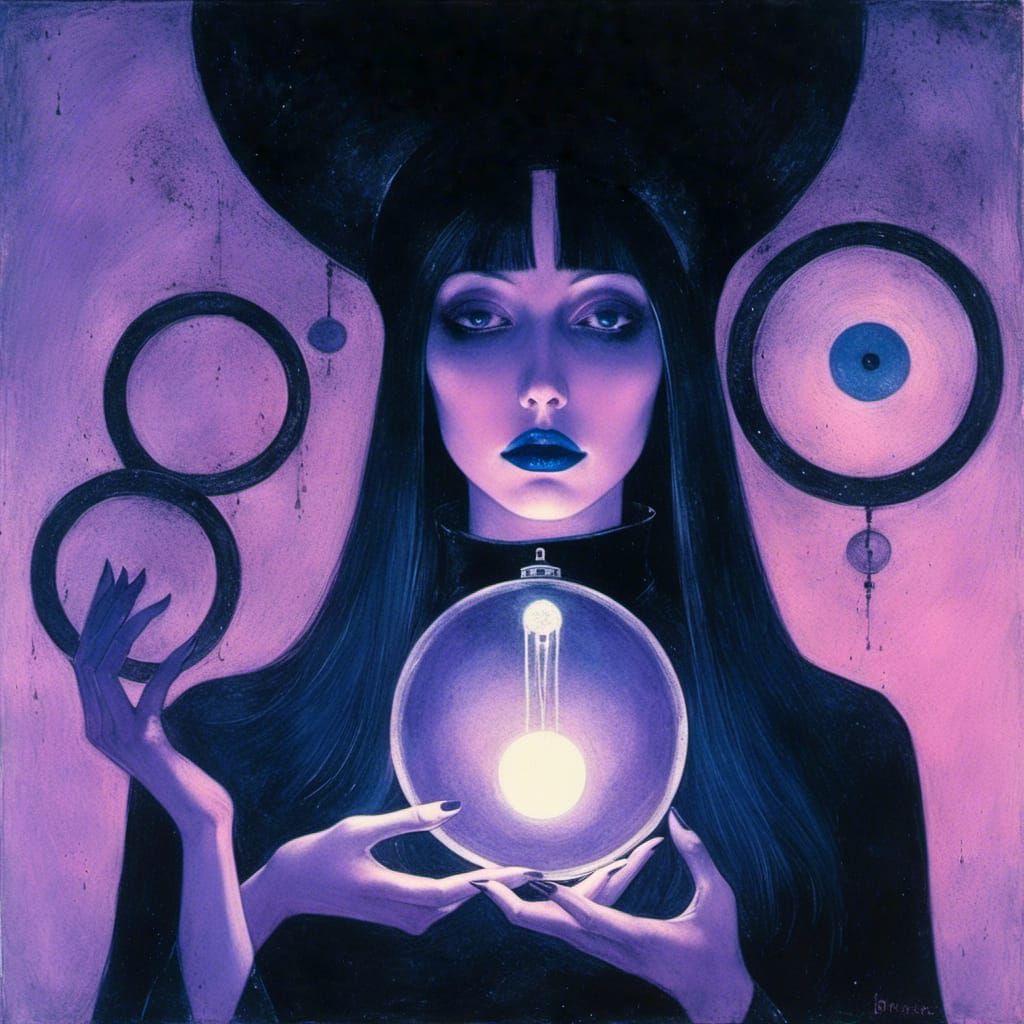 Futuristic Priestess Holding Scientific Object