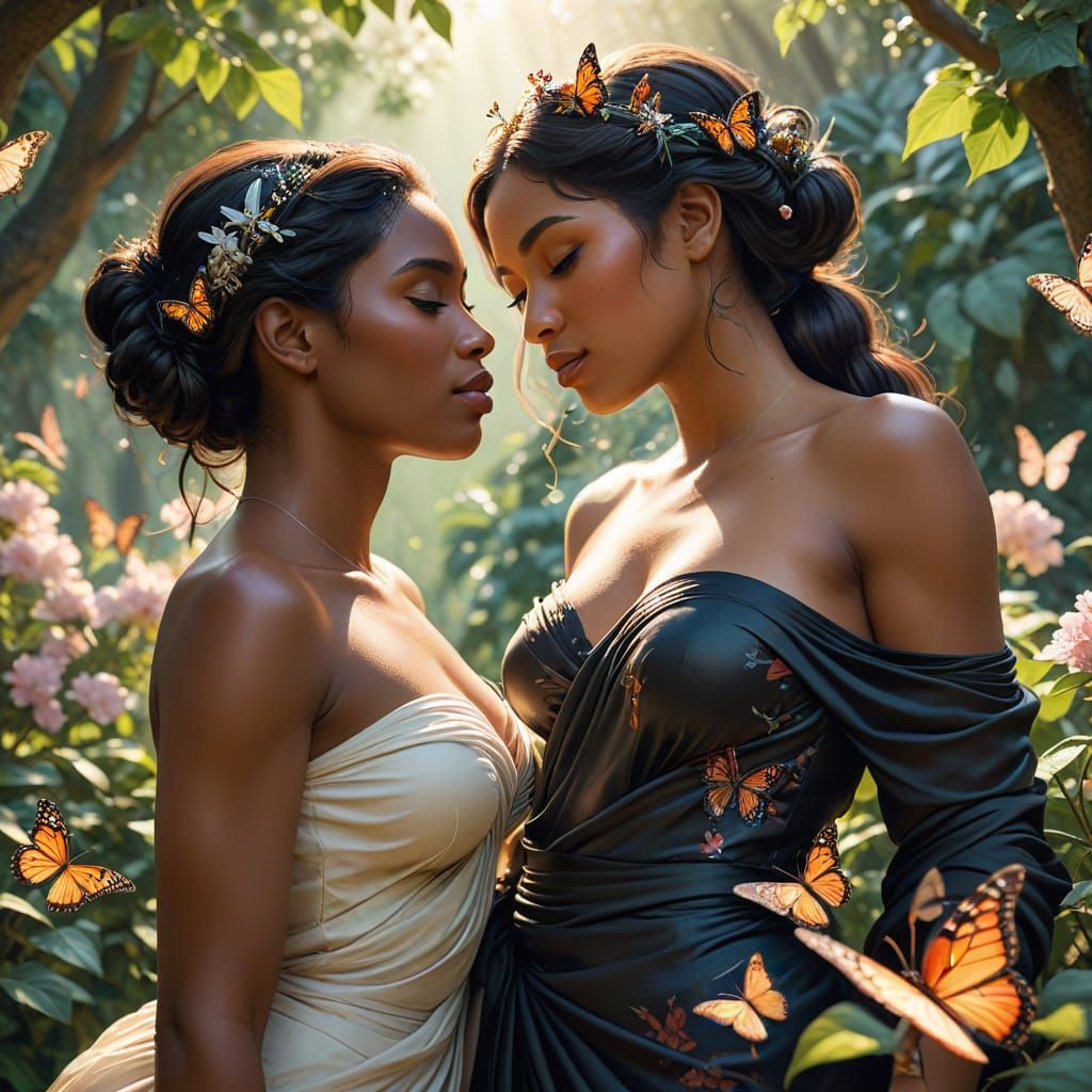 Intimate Moment in Lush Spring Garden, Inspired by Alphonse ...