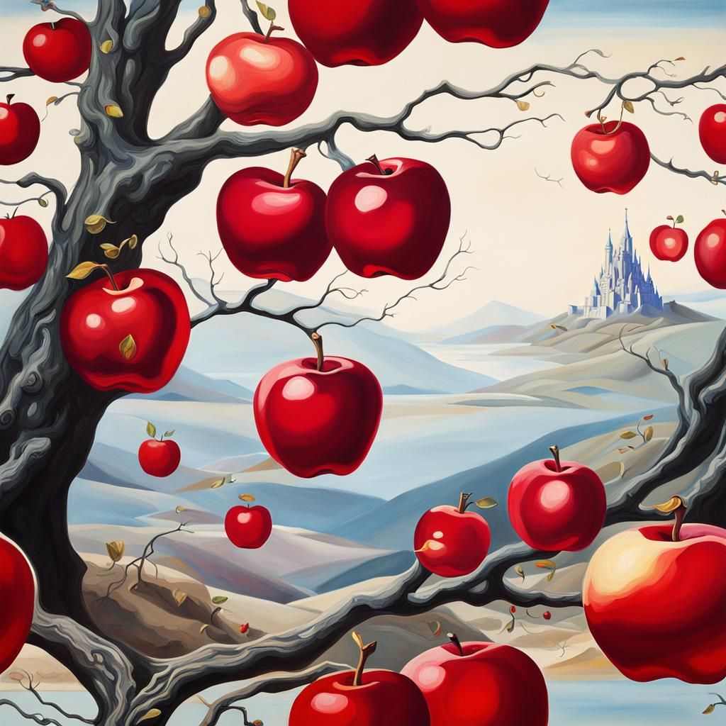 Surreal Crystal Apple: Salvador Dali Style Oil Painting