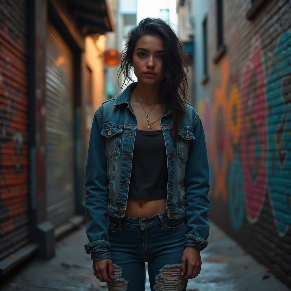 Young Woman Finds Hope in Gritty City Alleyway